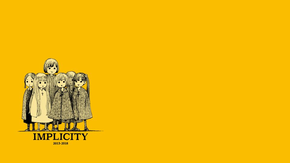 壁紙(パソコン用):並んだ少女たちとIMPLICITYの題字